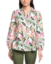Jones New York Y-Neck Linen-Blend Top