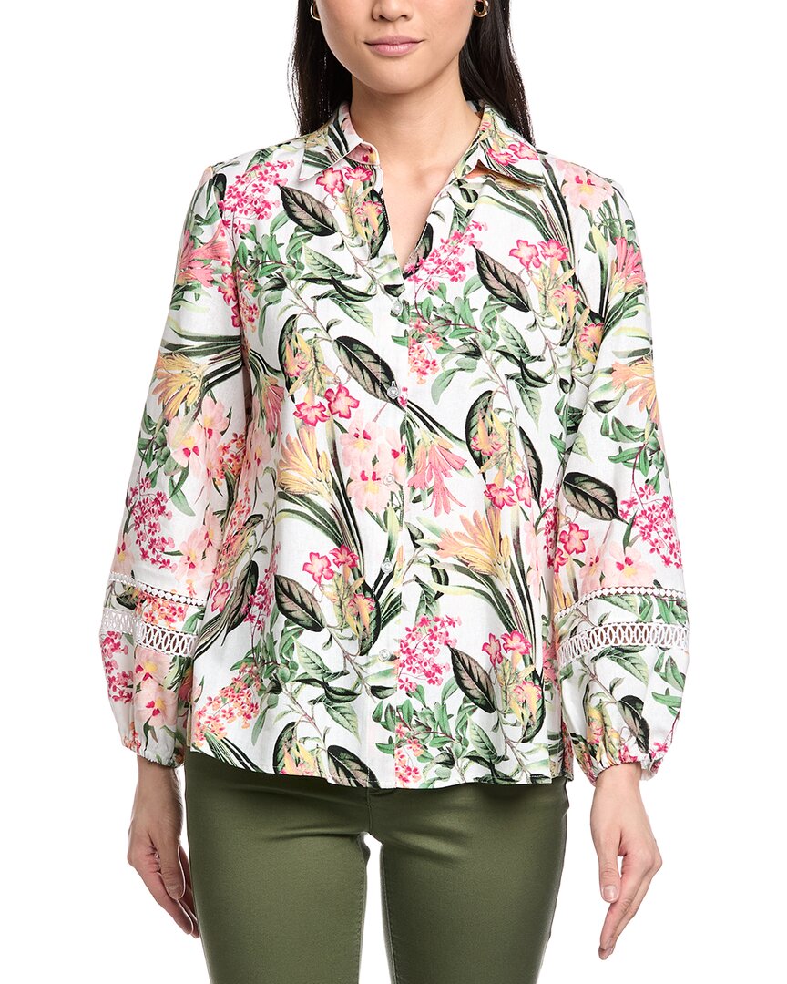 Jones New York Y-Neck Linen-Blend Top