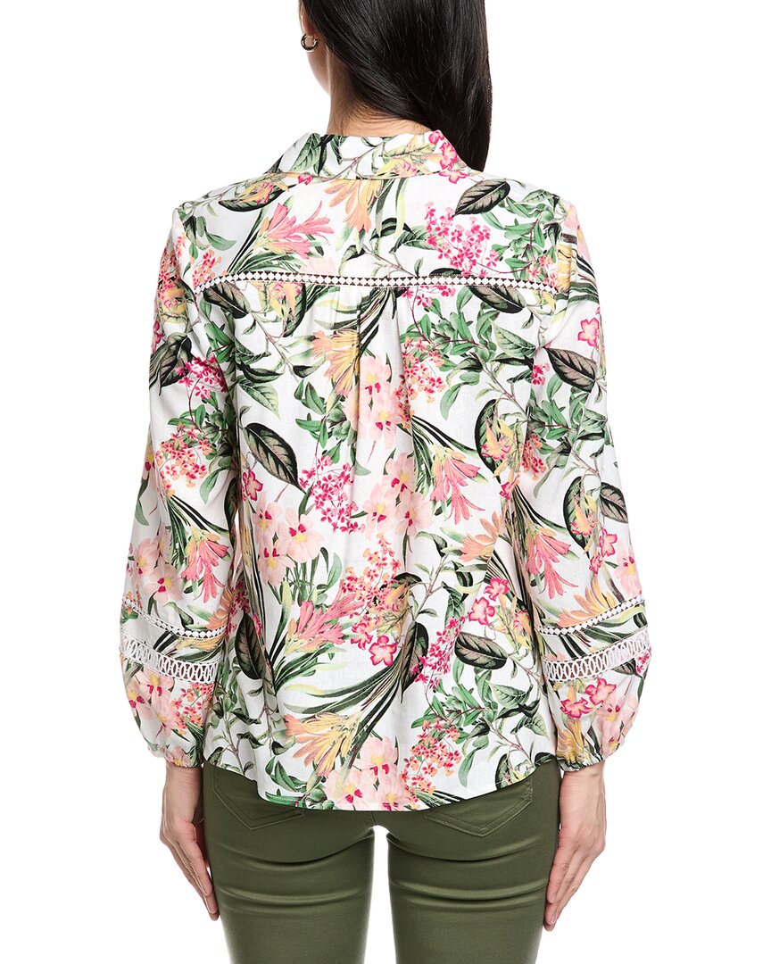 Jones New York Y-Neck Linen-Blend Top