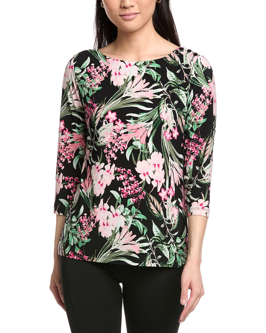 Jones New York Button Shoulder Print Top