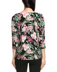 Jones New York Button Shoulder Print Top