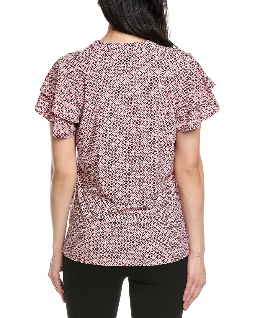 Jones New York Printed Stand Collar Top