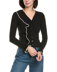 Gracia Knitted Ruffle V-Neck Top