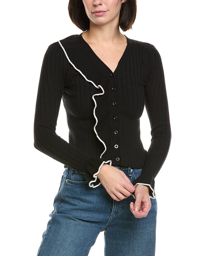 Gracia Knitted Ruffle V-Neck Top