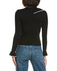 Gracia Knitted Ruffle V-Neck Top