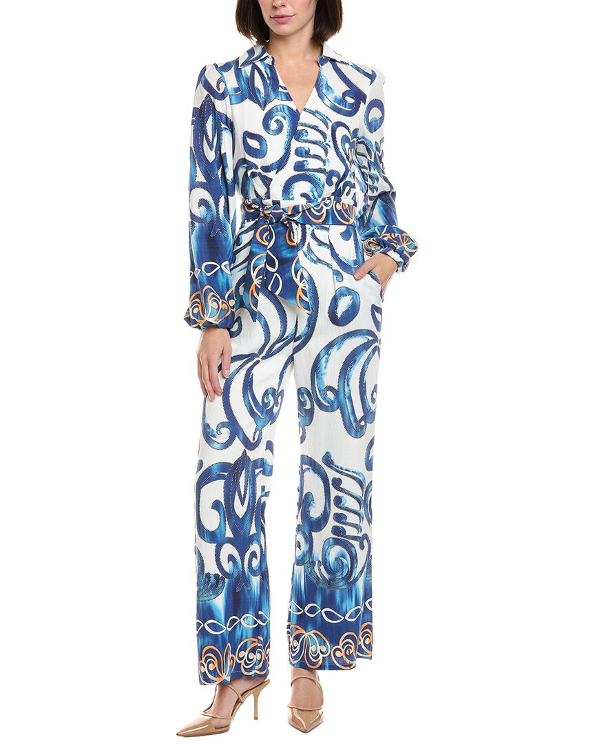 Gracia Floral Print V-Collar Neck Jumpsuit
