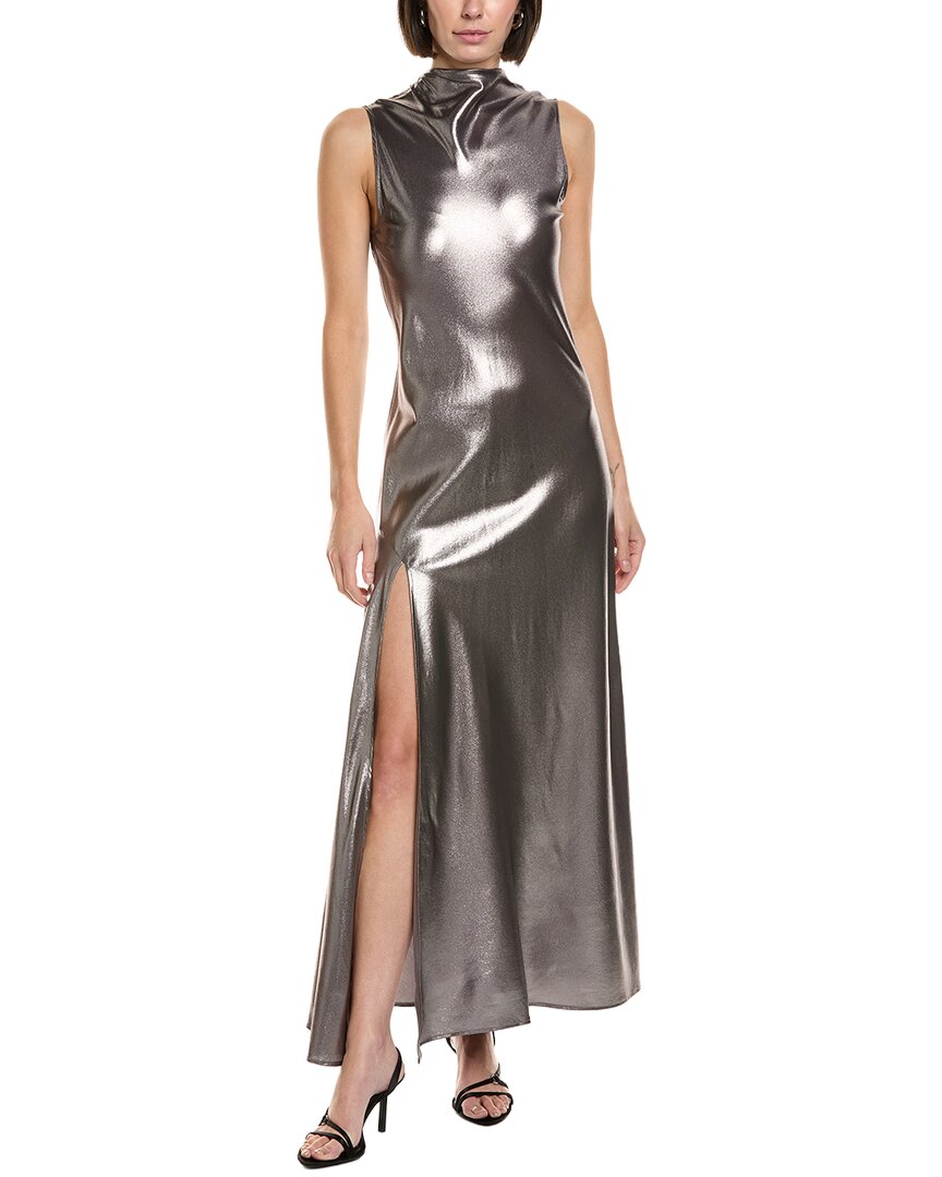 Lapointe Silk Metallic Drape Dress
