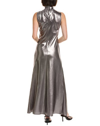 Lapointe Silk Metallic Drape Dress