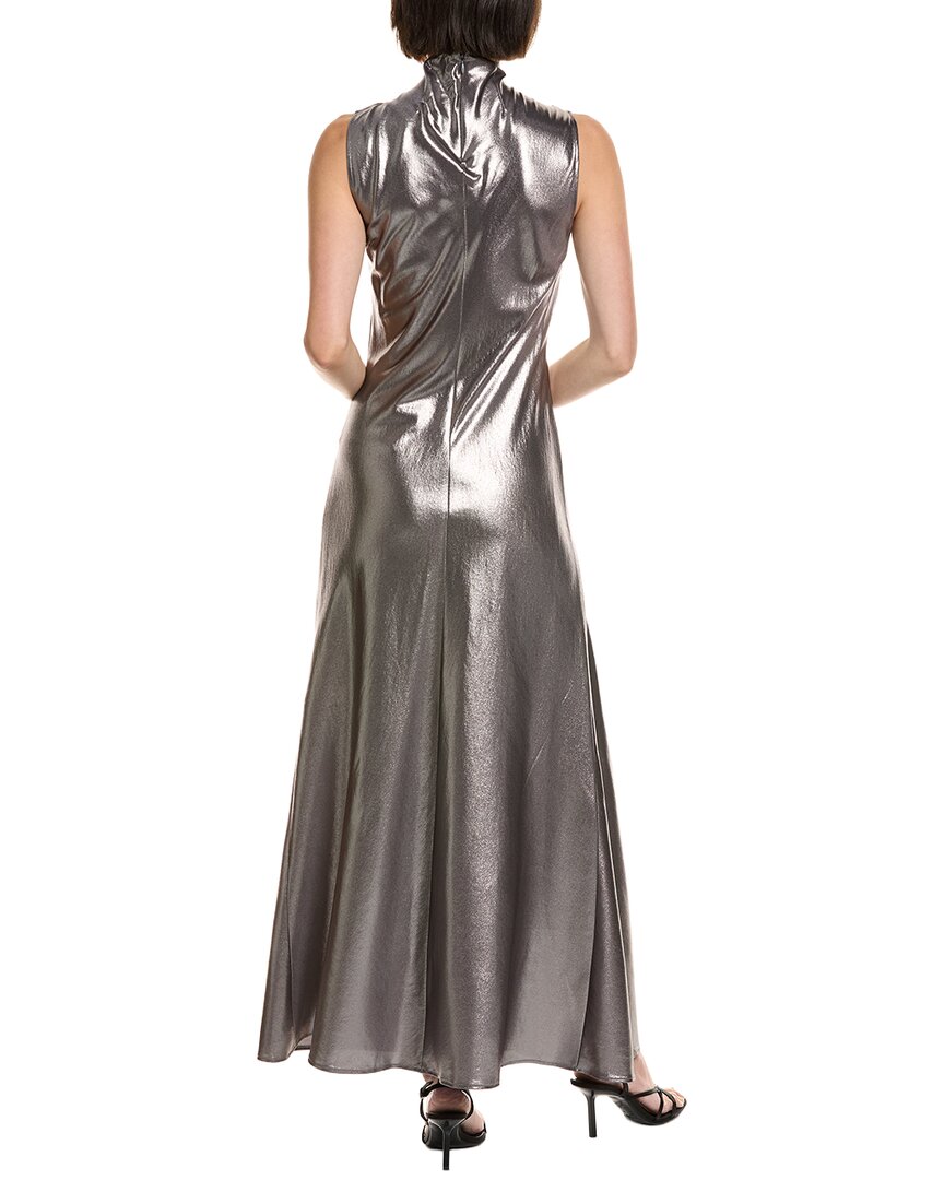 Lapointe Silk Metallic Drape Dress