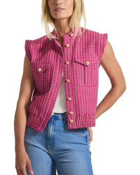 Derek Lam 10 Crosby Namira Cotton Tweed Sleeveless Jacket