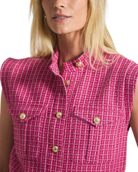 Derek Lam 10 Crosby Namira Cotton Tweed Sleeveless Jacket