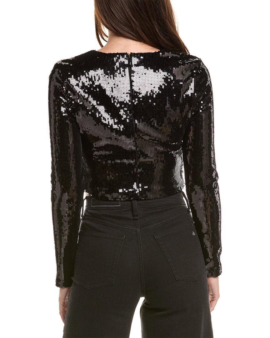 L’Agence Rogan Crop Sequin Top