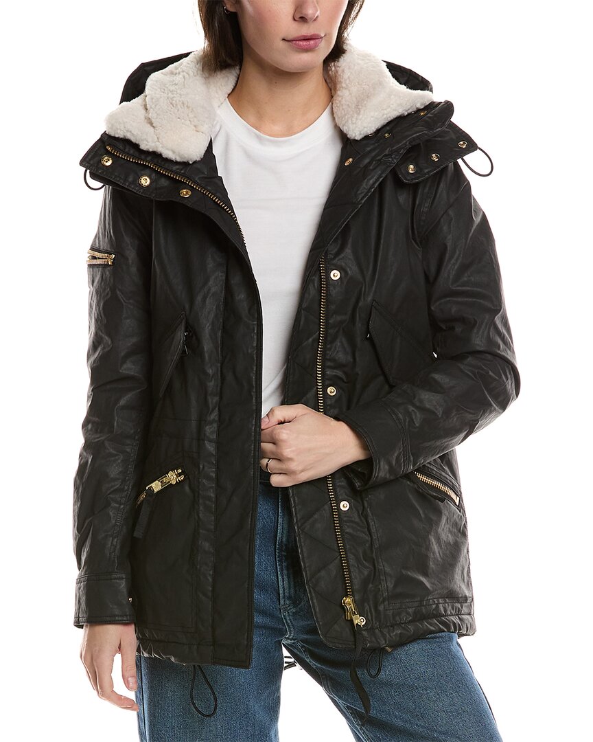 Sam. Devon Shearling-Trim Coat