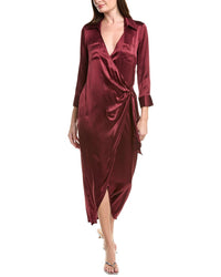 L’Agence Kadi Long Silk Wrap Dress