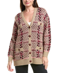 L’Agence Macie Houndstooth Wool-Blend Cardigan