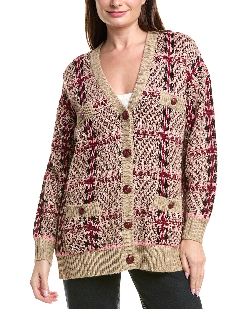 L’Agence Macie Houndstooth Wool-Blend Cardigan