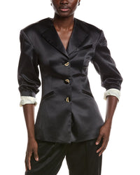 Ganni Double Satin Fitted Blazer