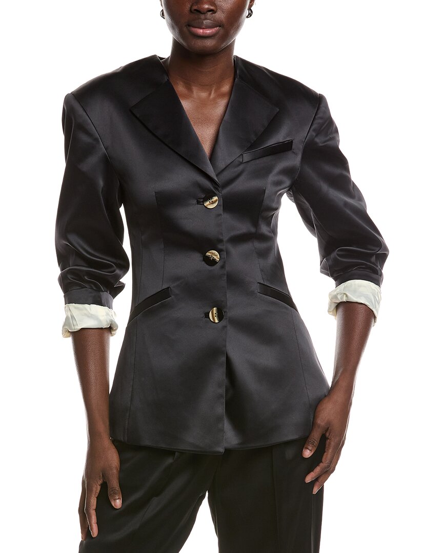 Ganni Double Satin Fitted Blazer