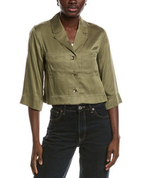 Ganni Washed Satin Crop Shirt