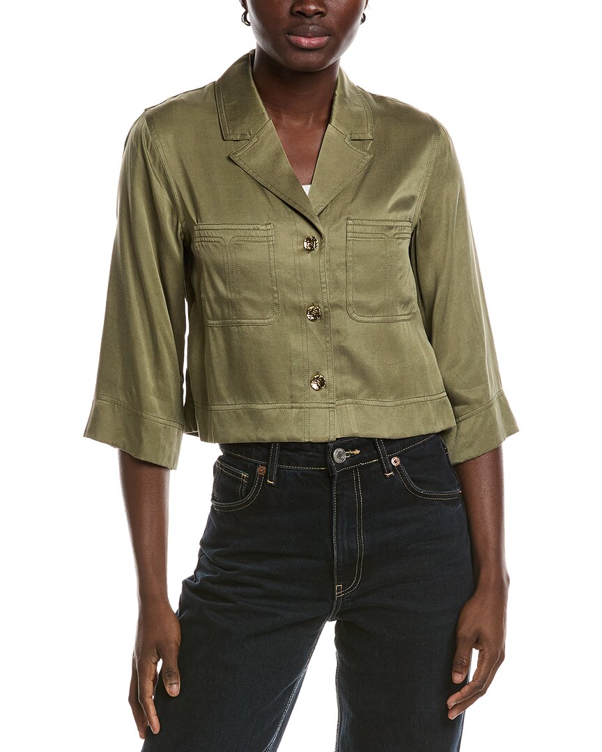 Ganni Washed Satin Crop Shirt