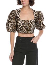 Ganni Printed Cropped Blouse