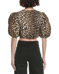 Ganni Printed Cropped Blouse