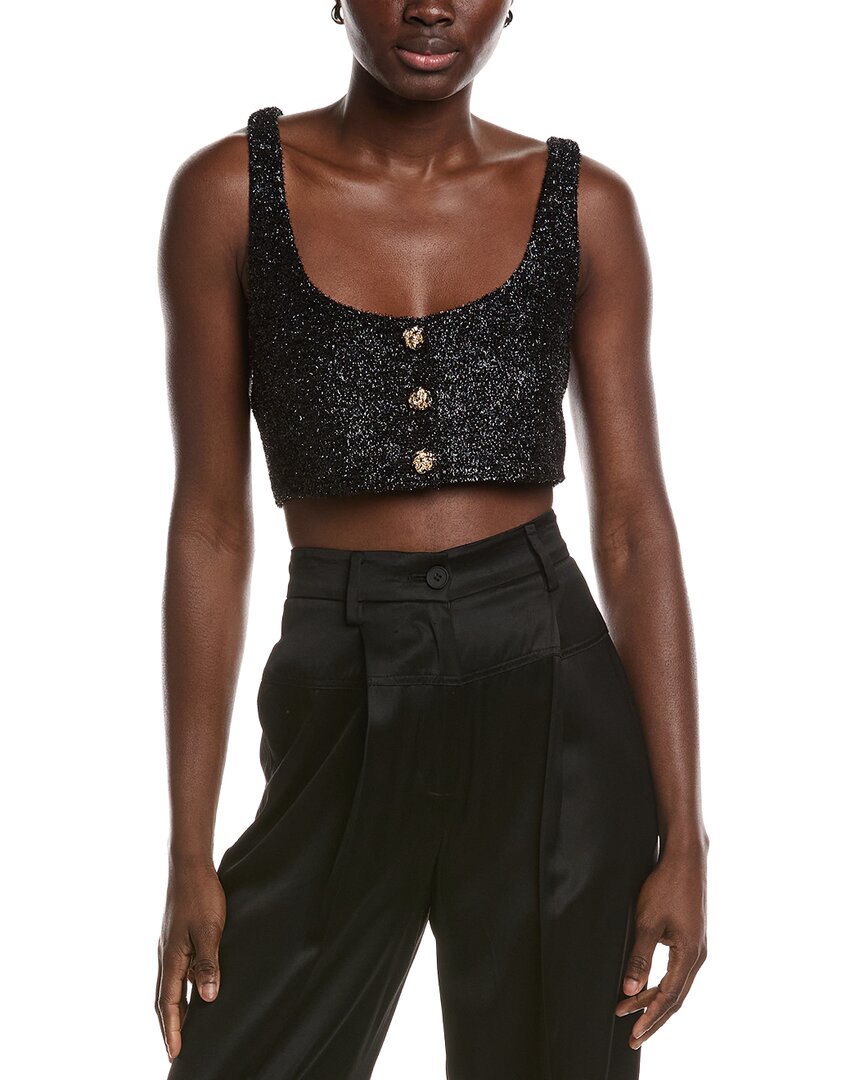 Ganni Sparkle Wool-Blend Cropped Top