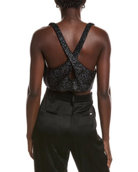 Ganni Sparkle Wool-Blend Cropped Top