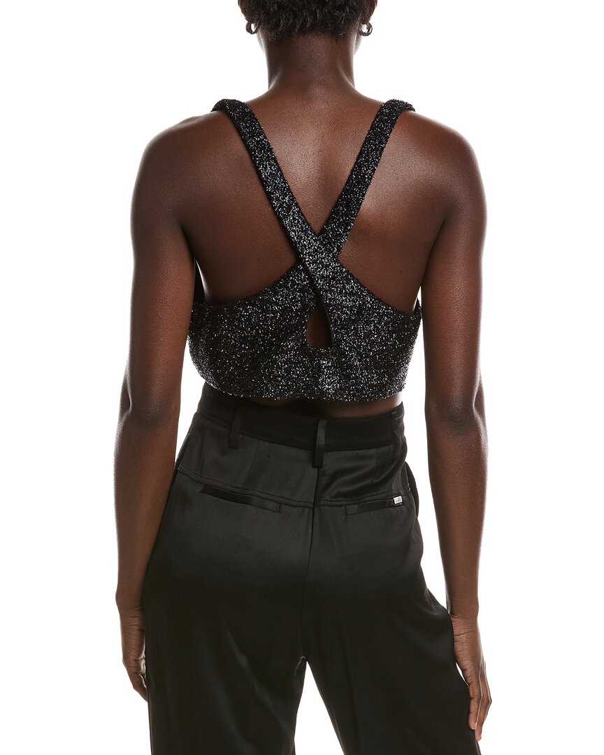 Ganni Sparkle Wool-Blend Cropped Top