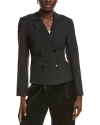 Ganni Drapey Melange Fitted Double Breasted Blazer