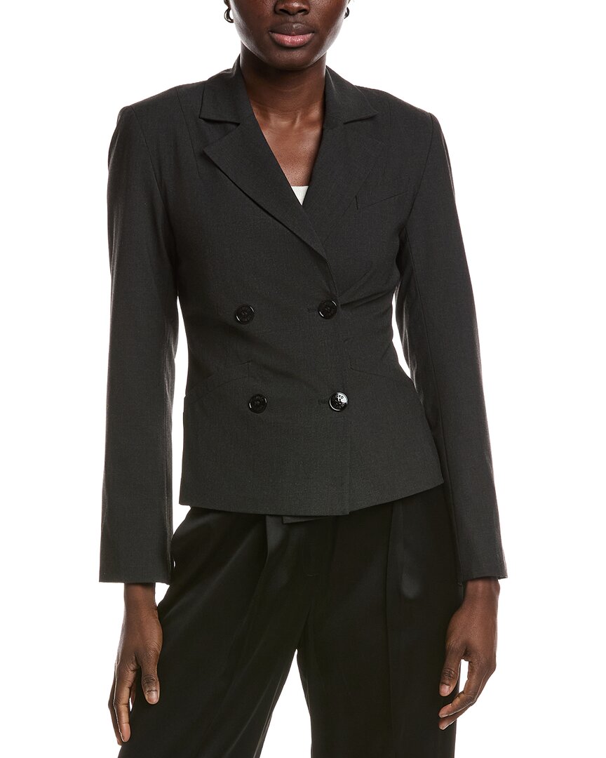 Ganni Drapey Melange Fitted Double Breasted Blazer