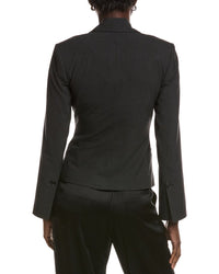 Ganni Drapey Melange Fitted Double Breasted Blazer