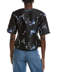 Ganni 3D Jacquard V-Neck Blouse