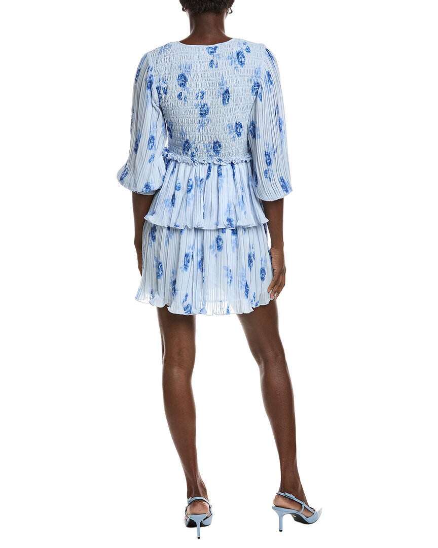 Ganni Pleated Georgette Flounce Smock Mini Dress