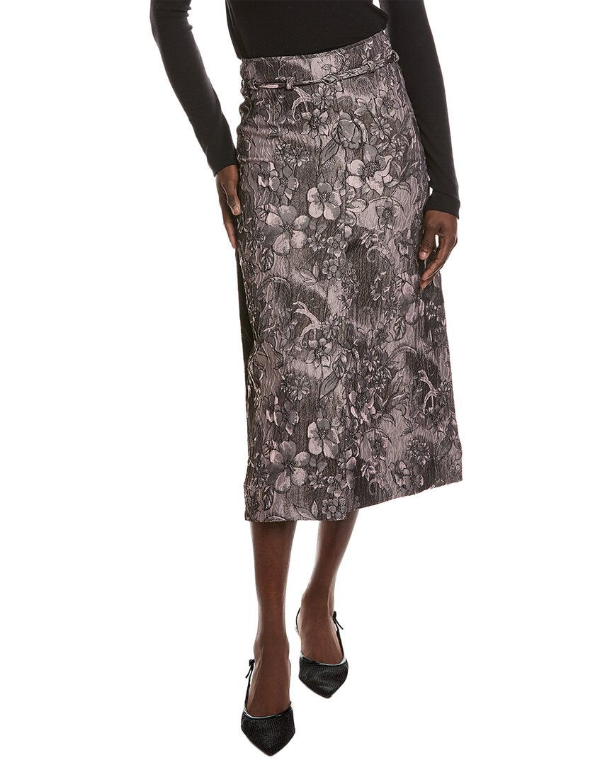 Ganni Rippled Jacquard Long Slit Skirt