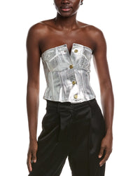 Ganni Foil Denim Corsage