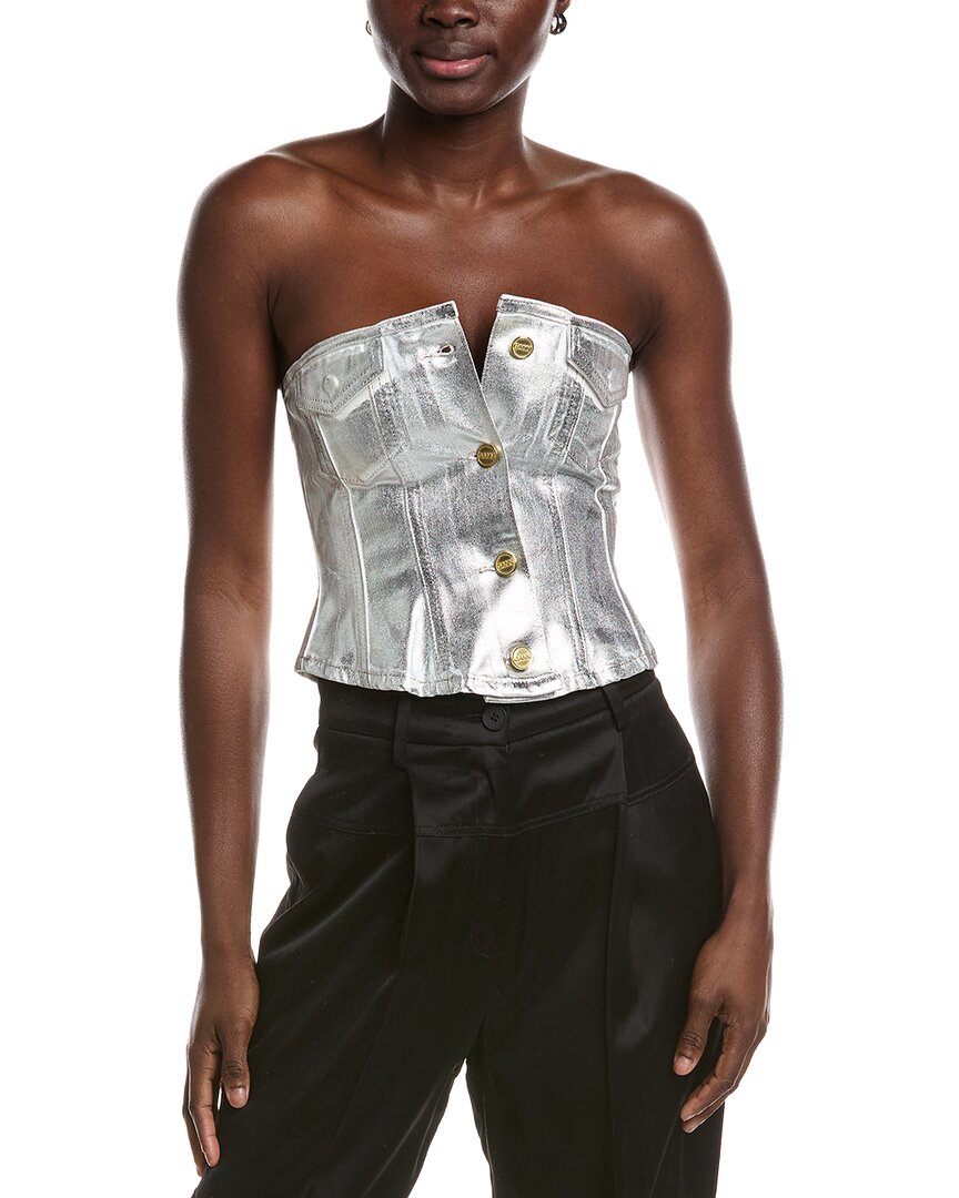 Ganni Foil Denim Corsage