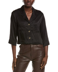 Ganni Washed Satin Crop Shirt