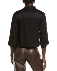 Ganni Washed Satin Crop Shirt