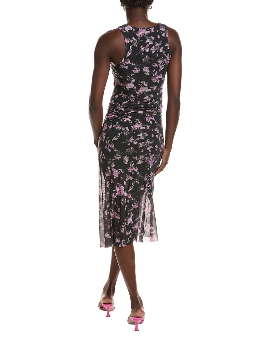 Ganni Printed Mesh Sleeveless Midi Dress