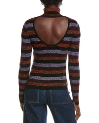 Ganni Sprayed Merino Wool Rib Open Back Sweater