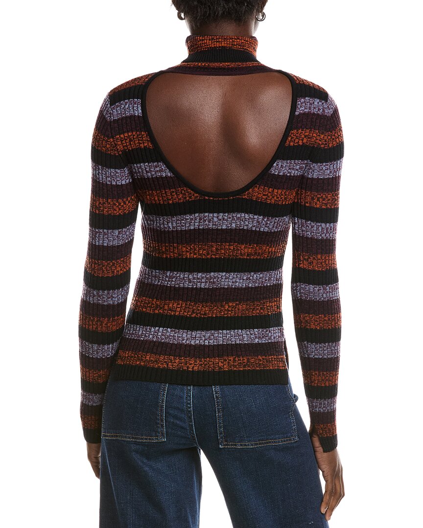 Ganni Sprayed Merino Wool Rib Open Back Sweater