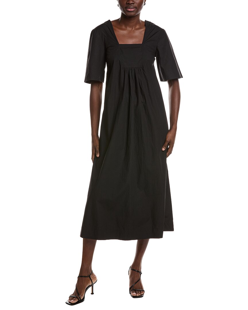 Ganni Poplin Open-Neck Maxi Dress