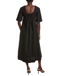 Ganni Poplin Open-Neck Maxi Dress