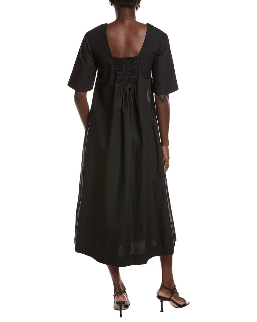 Ganni Poplin Open-Neck Maxi Dress