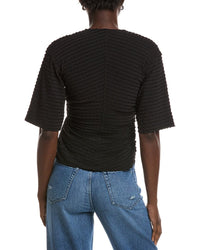 Ganni Stretch Seersucker Wrap Blouse