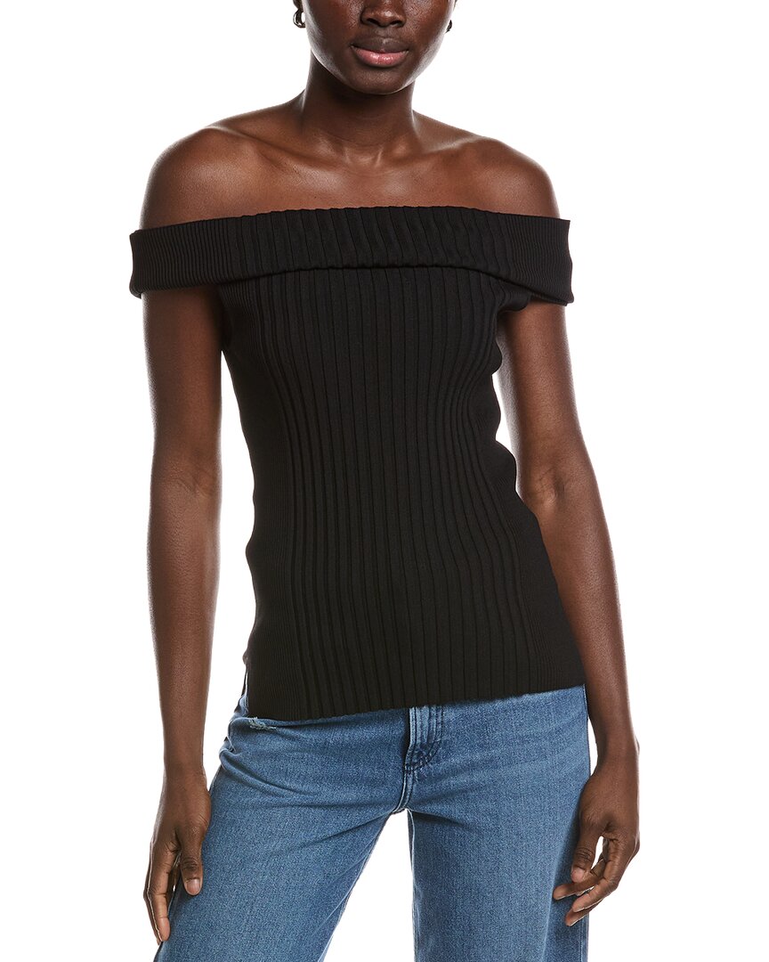 Ganni Melange Knit Off Shoulder Top
