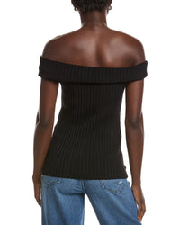 Ganni Melange Knit Off Shoulder Top