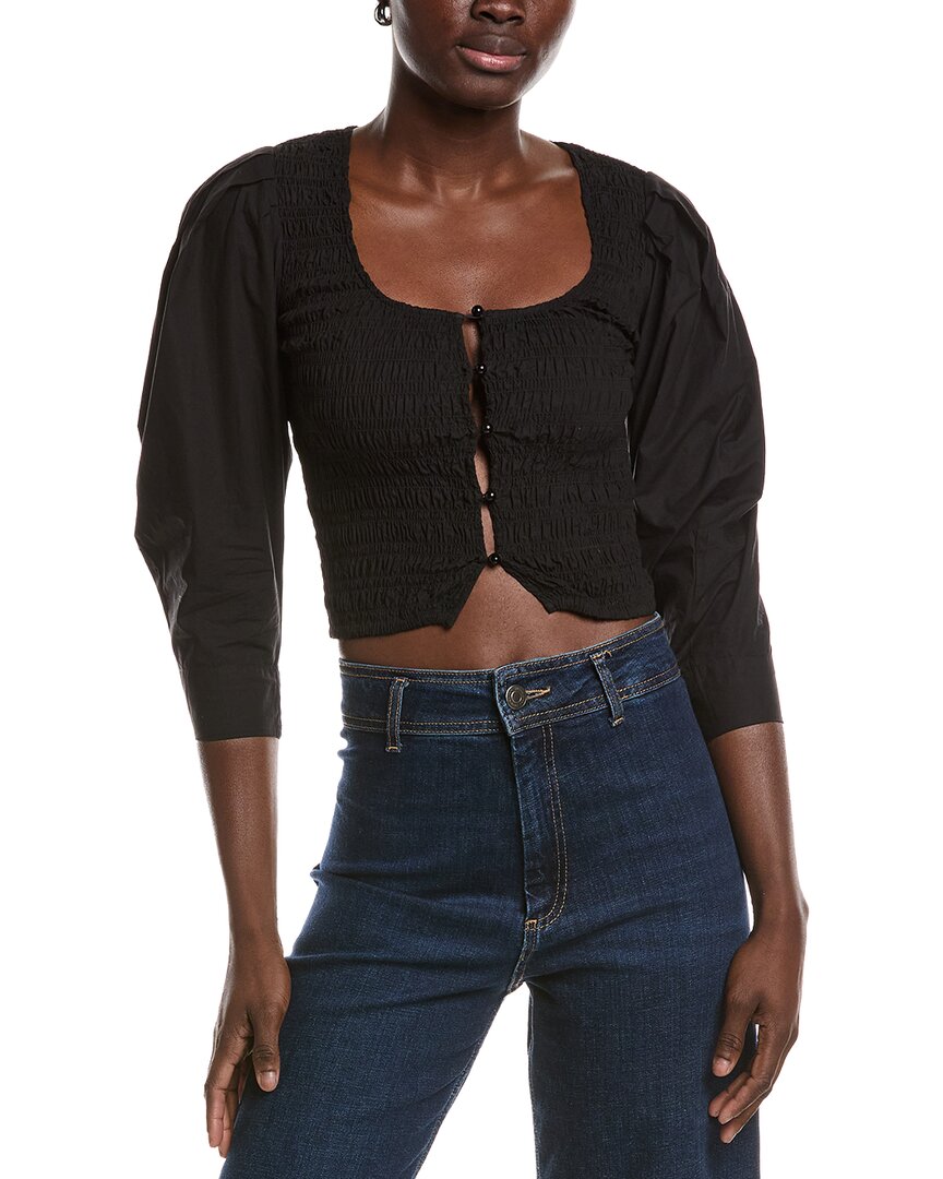 Ganni Poplin Smock Blouse