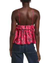 Ganni Printed Satin Strap Top